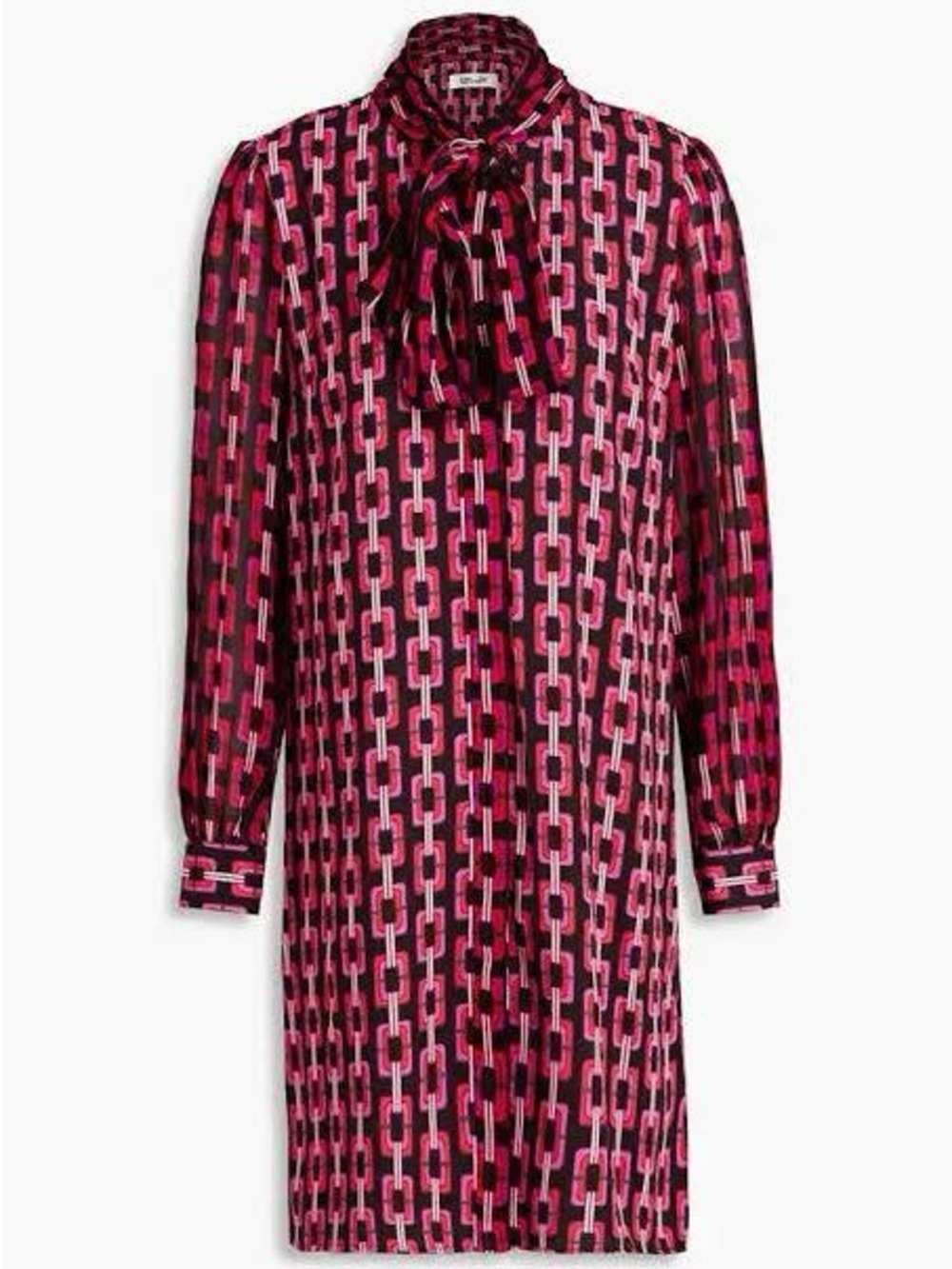 Diane von Furstenberg Prue Mini Shirtdress, Chain Dream, Size Small